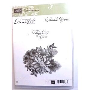 Stampin' Up! Retired Heartfelt Blooms Clear Mount distinctive Stamp Set - Used‎